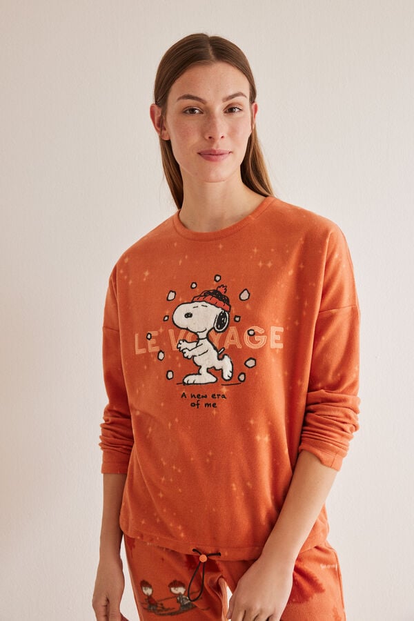 Womensecret Pijama polar Snoopy naranja naranja