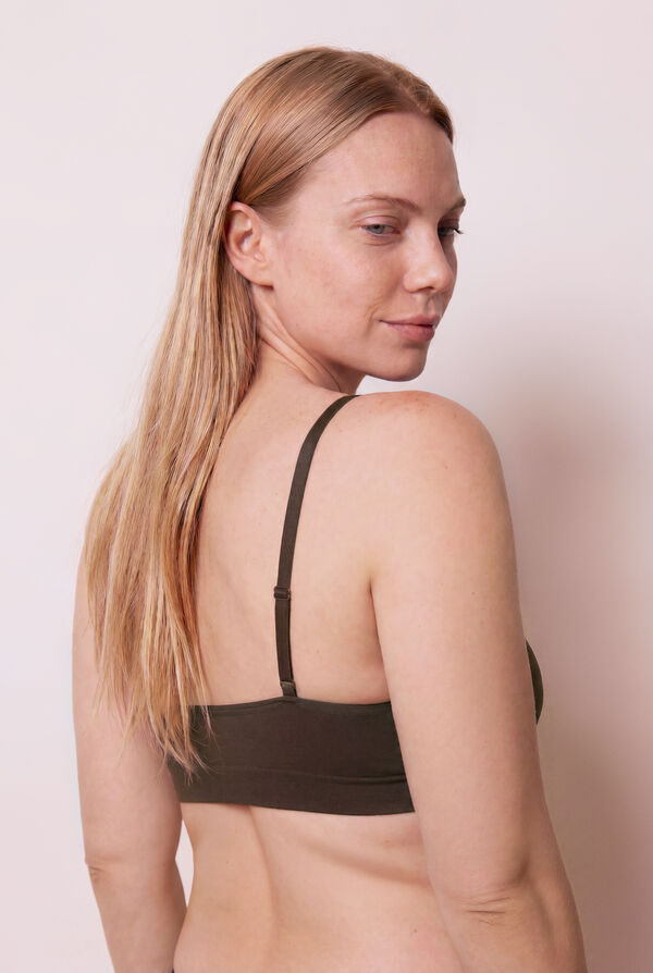 Women'secret Top con relleno sin costuras marr&oacute;n caf&eacute;