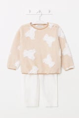 Womensecret Pijama infantil larga polar ositos jacquard naranja