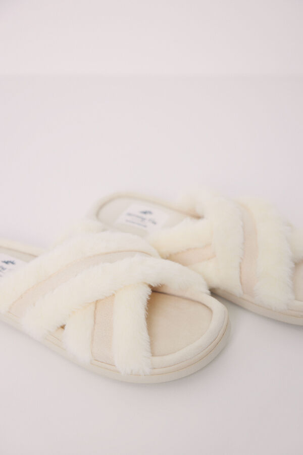 Womensecret Pantuflas casa acolchadas beige gris