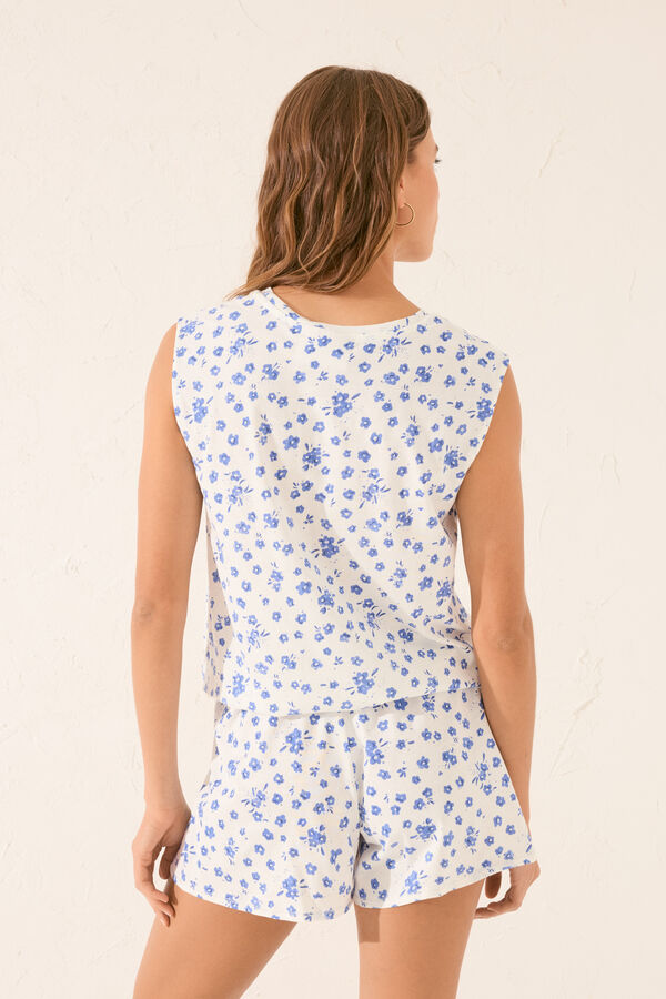 Womensecret Pijama short blanco con estampado floral blanco