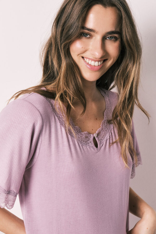 Women'secret Camis&oacute;n largo tacto suave de viscosa rosa rosa