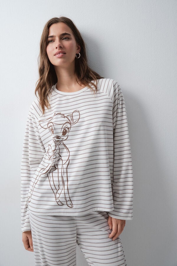Women'secret Pijama larga Bambi polar suave blanco