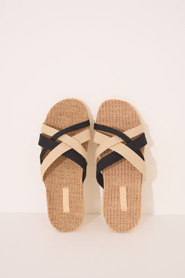 Womensecret Chanclas de rafia con tirantes cruzadas  café
