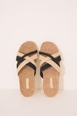 Womensecret Chanclas de rafia con tirantes cruzadas café