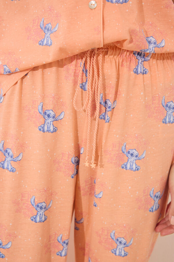 Womensecret Pijama camisera de algodón naranja de Lilo & Stitch naranja