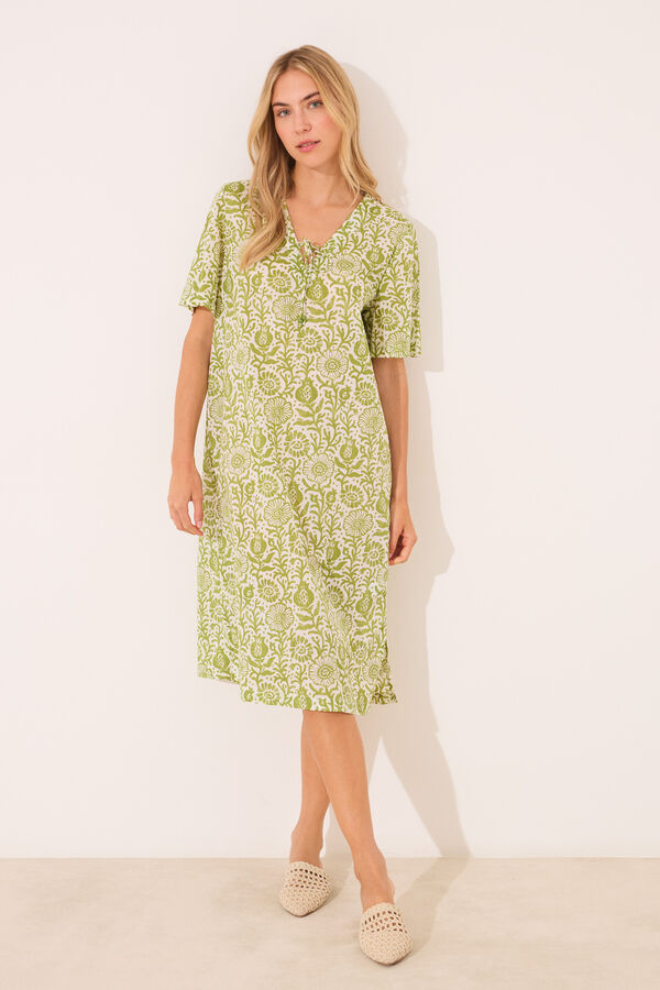 Womensecret Camisón de algodón con estampado floral estampado