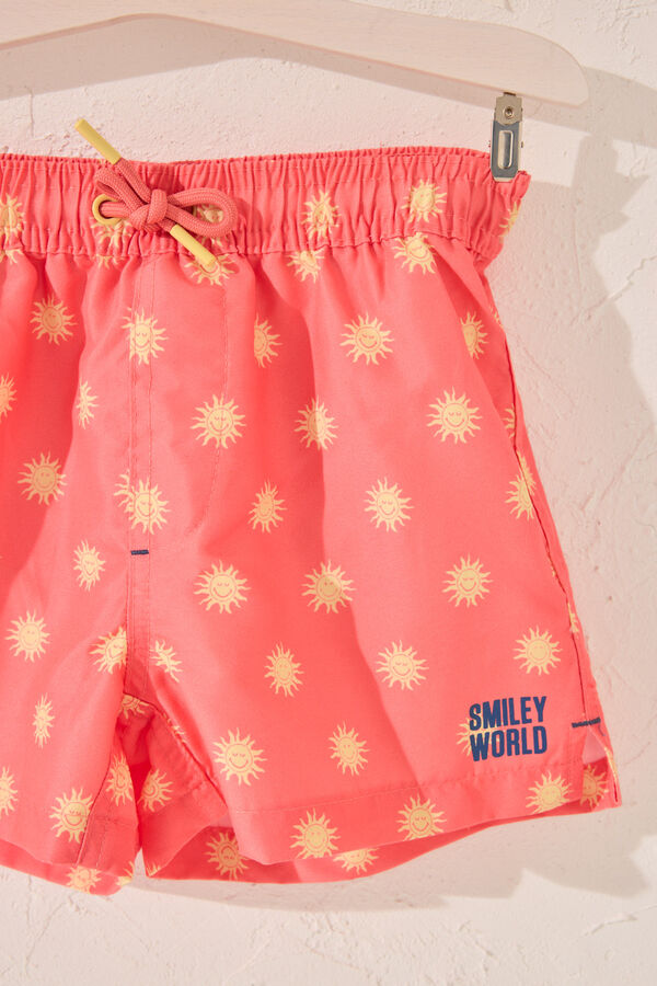 Womensecret Traje de baño para niño con estampado de emoticonos coral