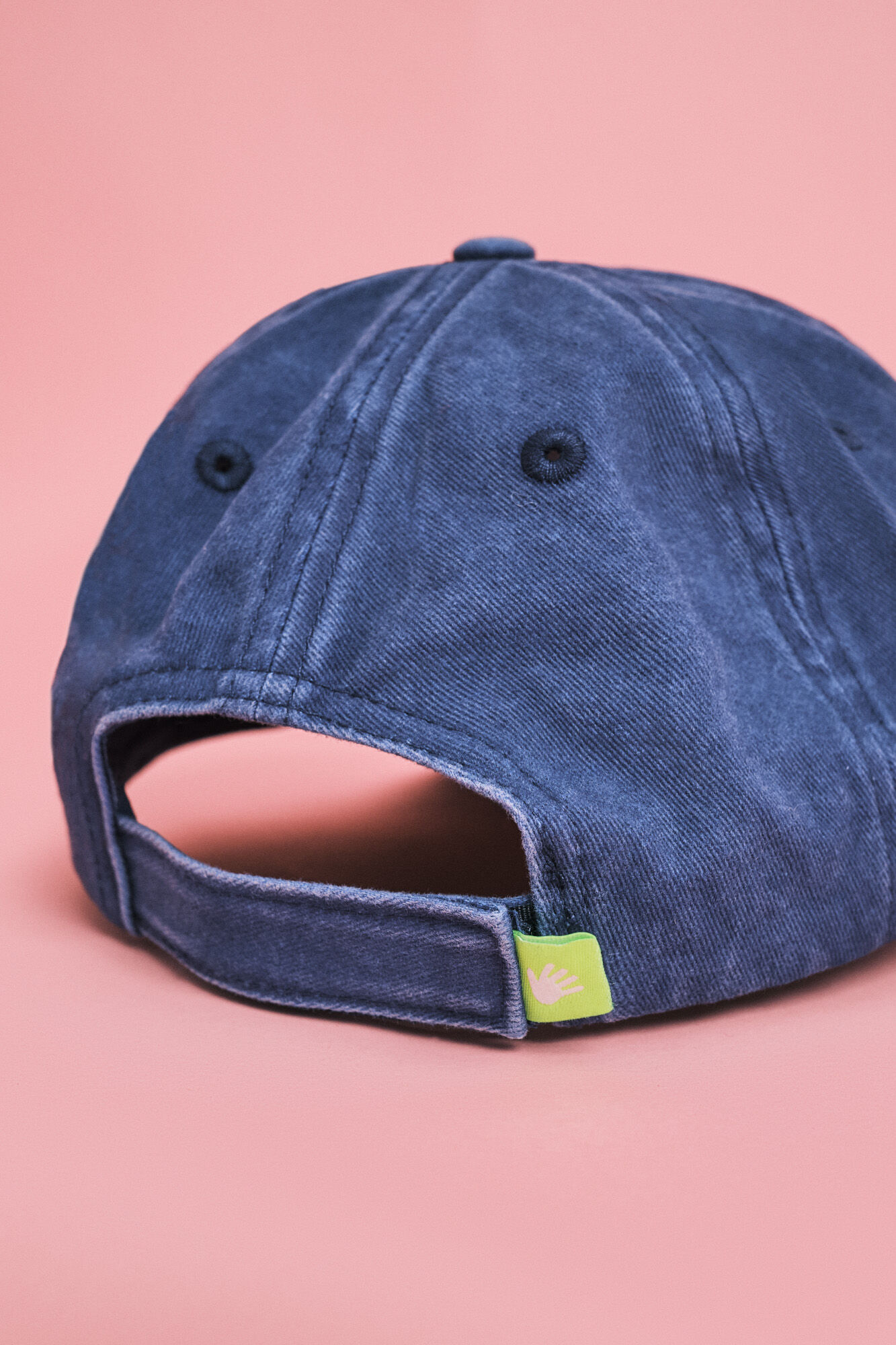 HI&BYE Gorra de algod&oacute;n azul con logo bordado