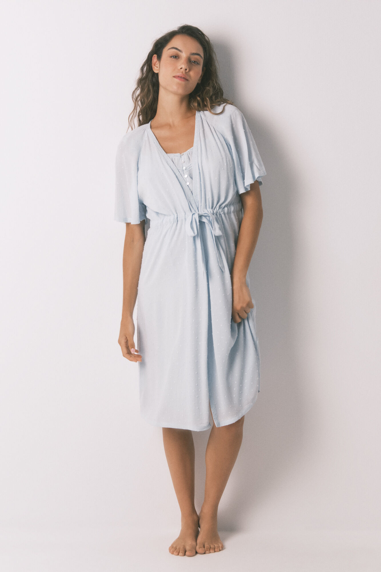 Women'secret Bata "premam&aacute;" de manga corta y viscosa verde