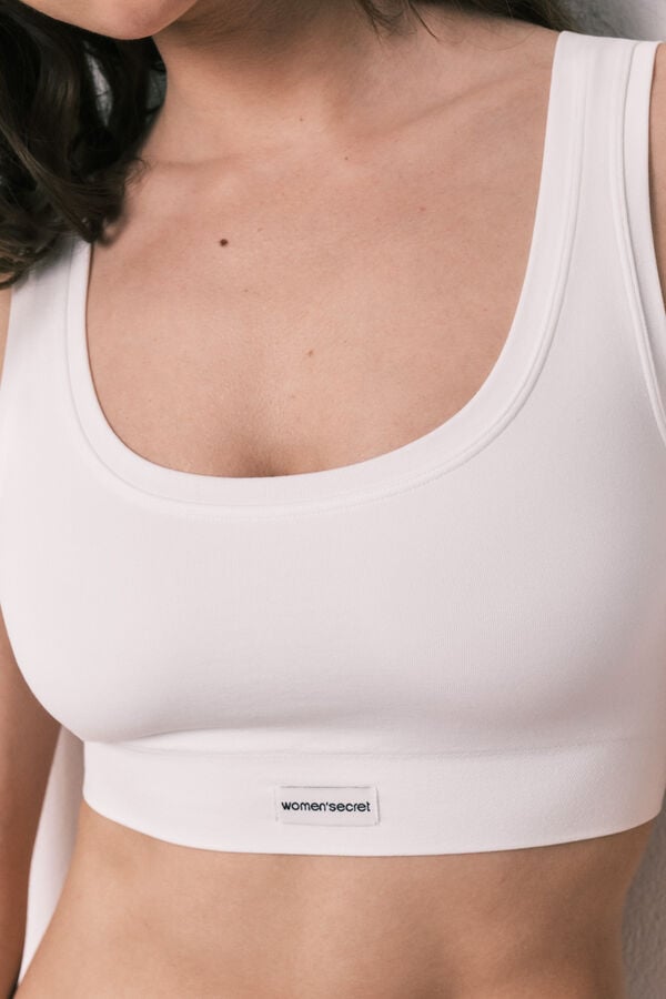 Women'secret COZY Top sin costuras blanco  blanco