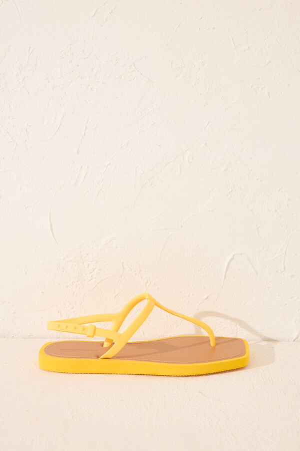 Womensecret Chanclas entrelazadas con puntera cuadrada amarillo