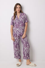 Womensecret Pijama camisera Capri viscosa ikat morado/lila