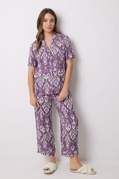Womensecret Pijama camisera Capri viscosa ikat morado/lila