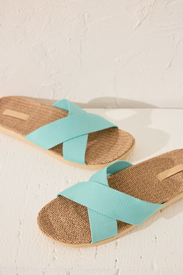 Womensecret Pantuflas para casa de rafia turquesa verde