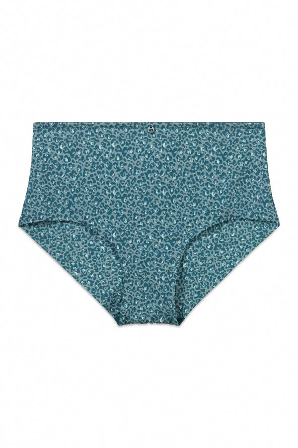 Womensecret Panty alta clásica de microfibra con estampado animal verde
