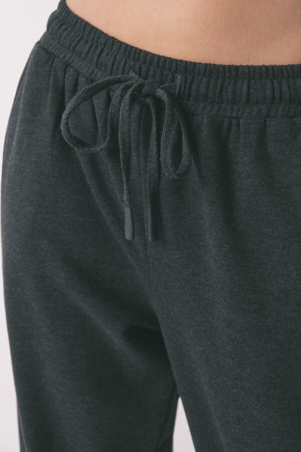 Women'secret Pantalón largo zanahoria en felpa fina gris gris