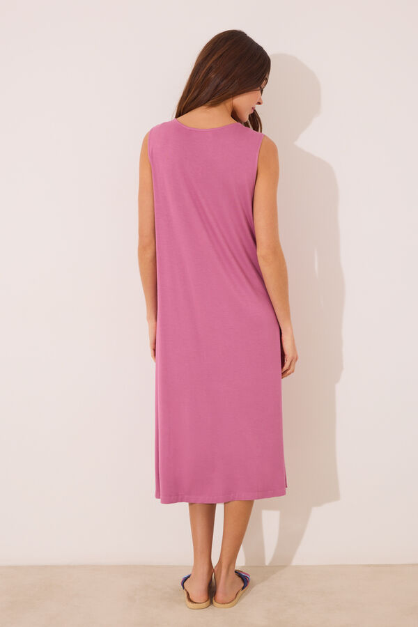Womensecret Camisón con mangas de viscosa rosa rosa