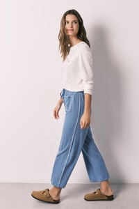 Women'secret Pantal&oacute;n capri 100% algod&oacute;n azul