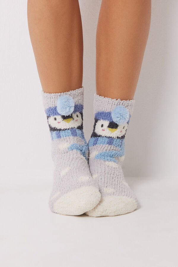 Womensecret Calcetines pelo pingüino  gris
