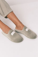 Womensecret Pantuflas para casa de velour verde kaki