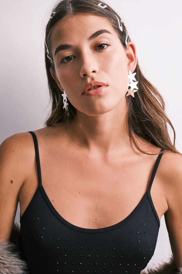 HI&BYE Body de tirantes con strass azul negro negro