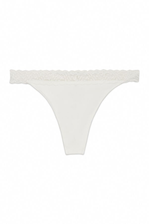Women'secret Tanga de encaje tanga blanco