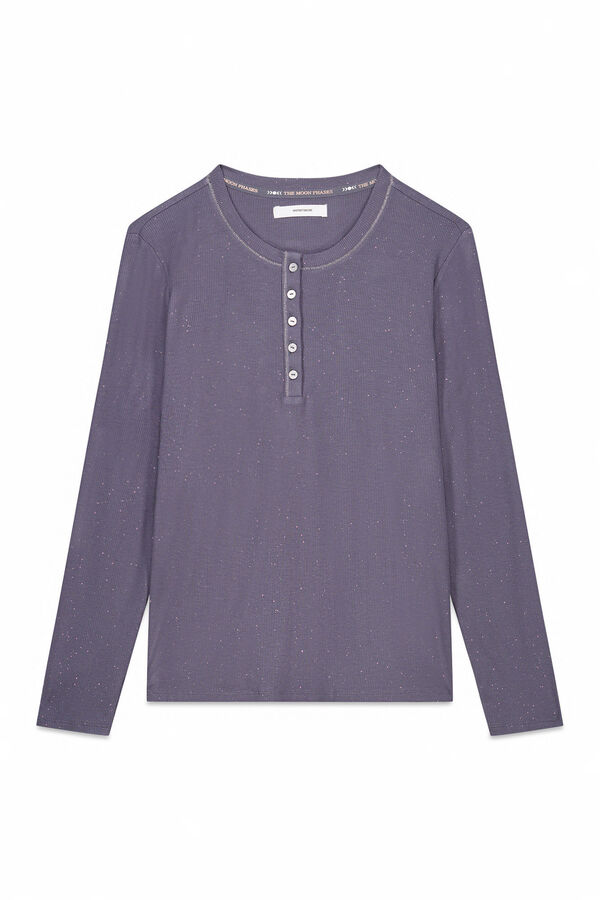 Women'secret Playera de viscosa gris brillante de manga larga gris