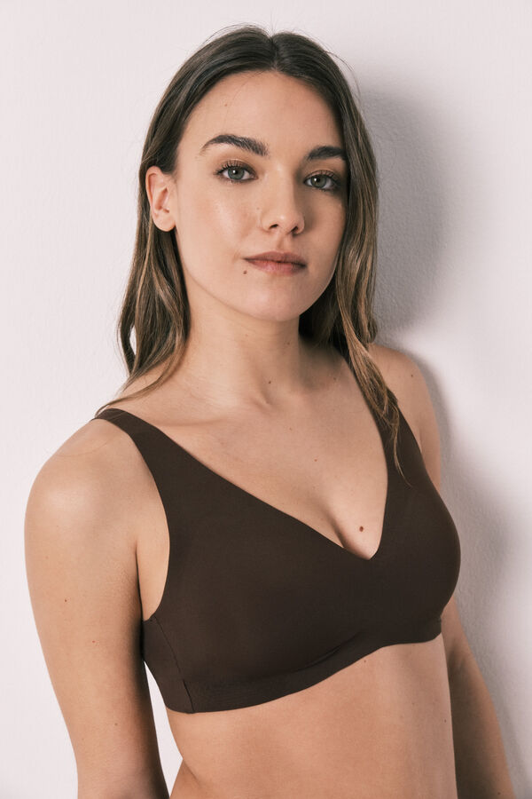 Women'secret Top halter liso corte limpio granate p&uacute;rpura