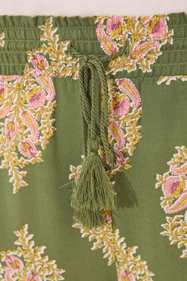 Womensecret Pantalón largo de estar por casa con flores de viscosa estampado
