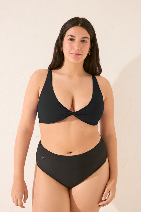 Womensecret Top de bikini con cuello halter y capacidad negra negro
