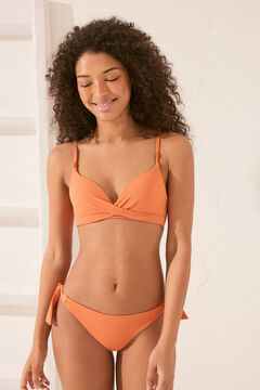 Womensecret Panty de bikini brasileña con textura de color naranja naranja