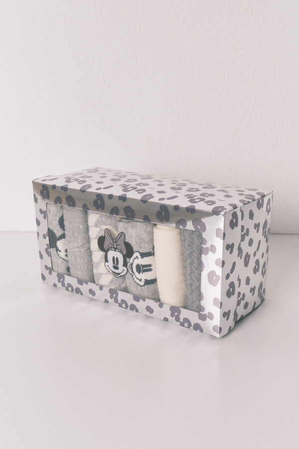 Women'secret Pack de 6 calcetines largos de algodón con Minnie y Mickey   gris