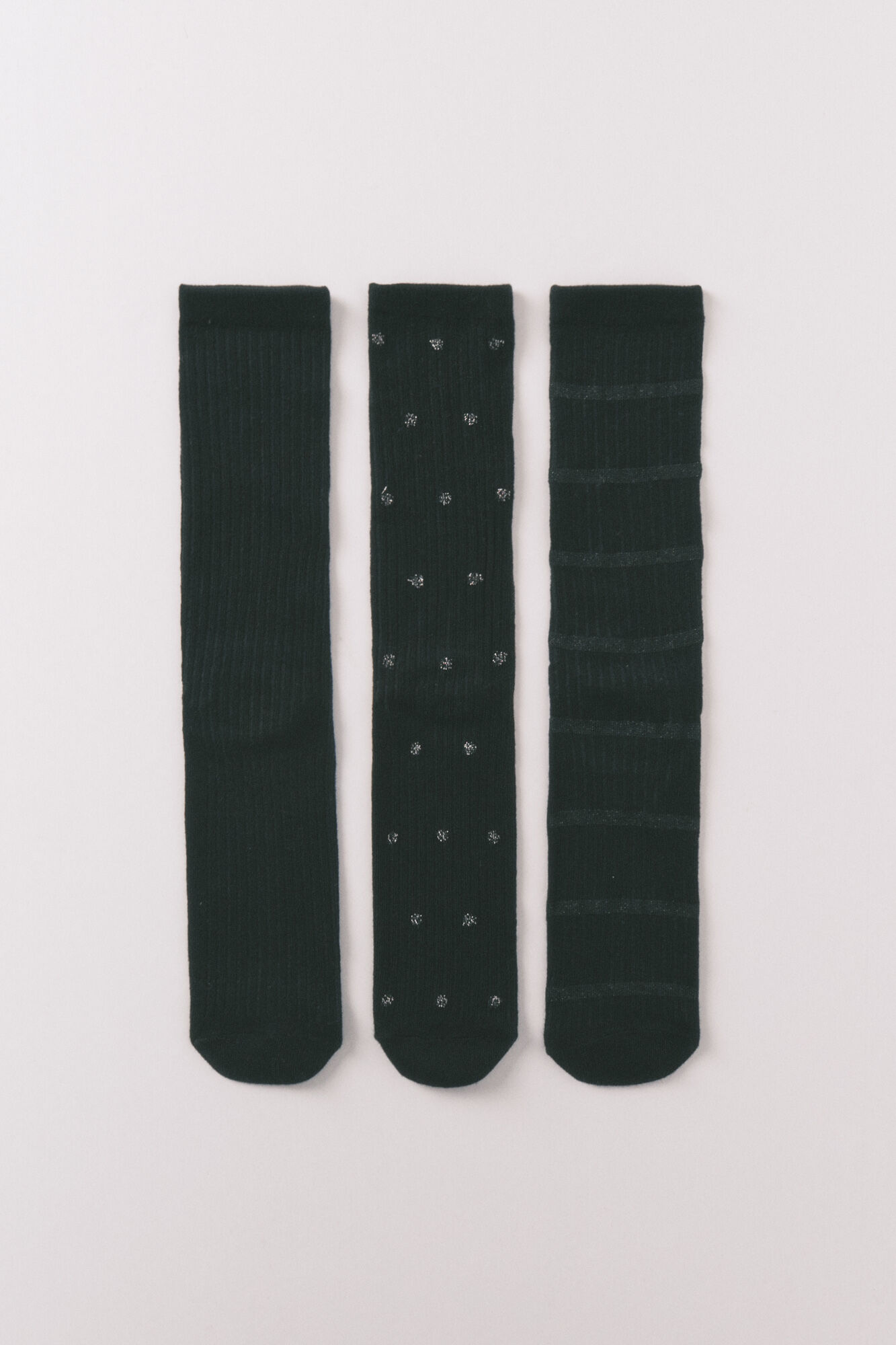 Women'secret Pack de 3 calcetines largos texturizados negros