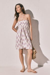 Women'secret Vestido corto con escote smock estampado