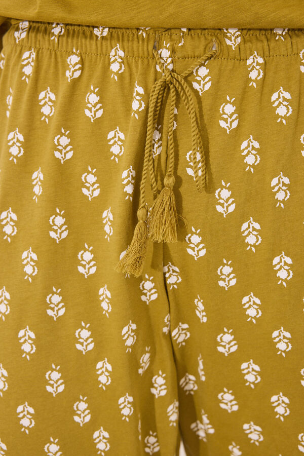 Womensecret Pantalón largo zanahoria 100% algodón estampado estampado