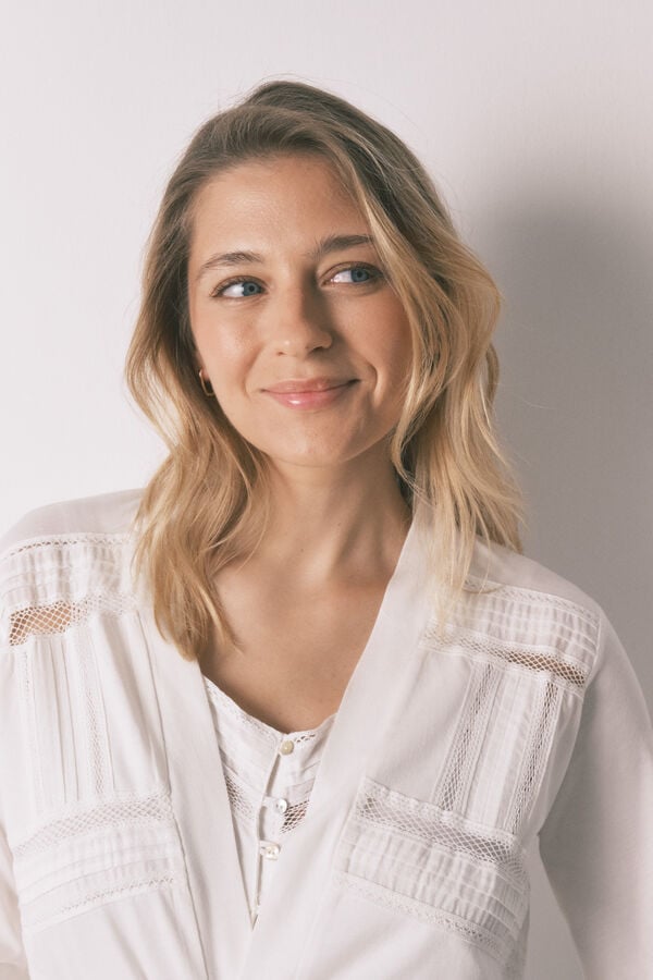 Women'secret Bata midi maternity de algod&oacute;n blanco marfil