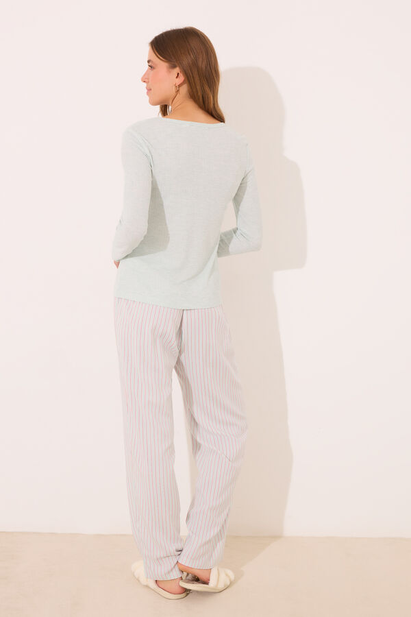 Womensecret Pijama larga de rayas verdes verde
