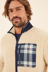 Womensecret Chaqueta hombre borreguito bolsillo marfil
