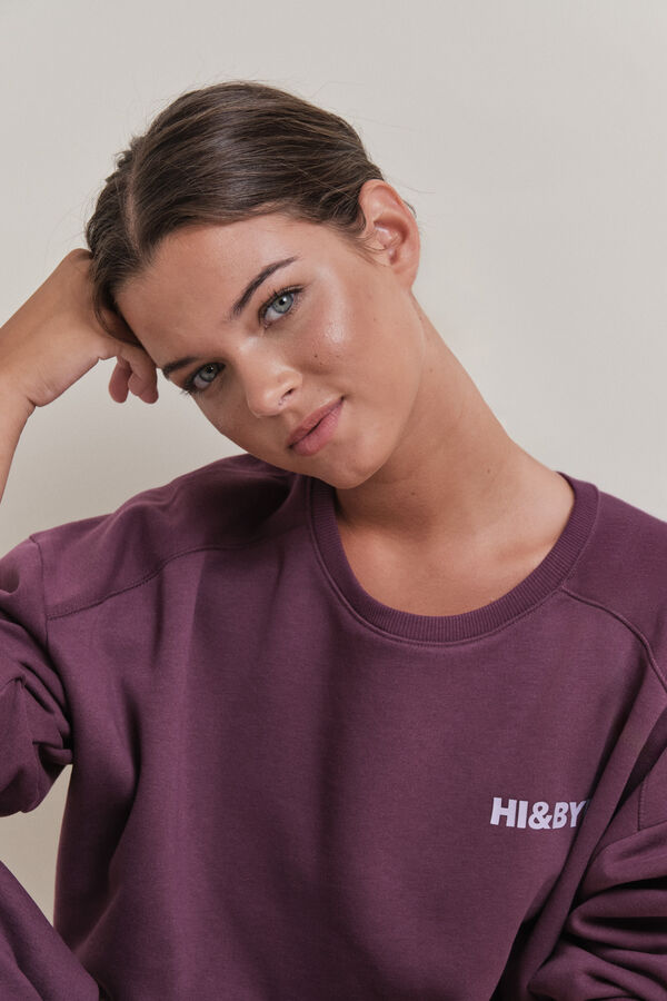 HI&BYE Sudadera short de felpa color vino p&uacute;rpura