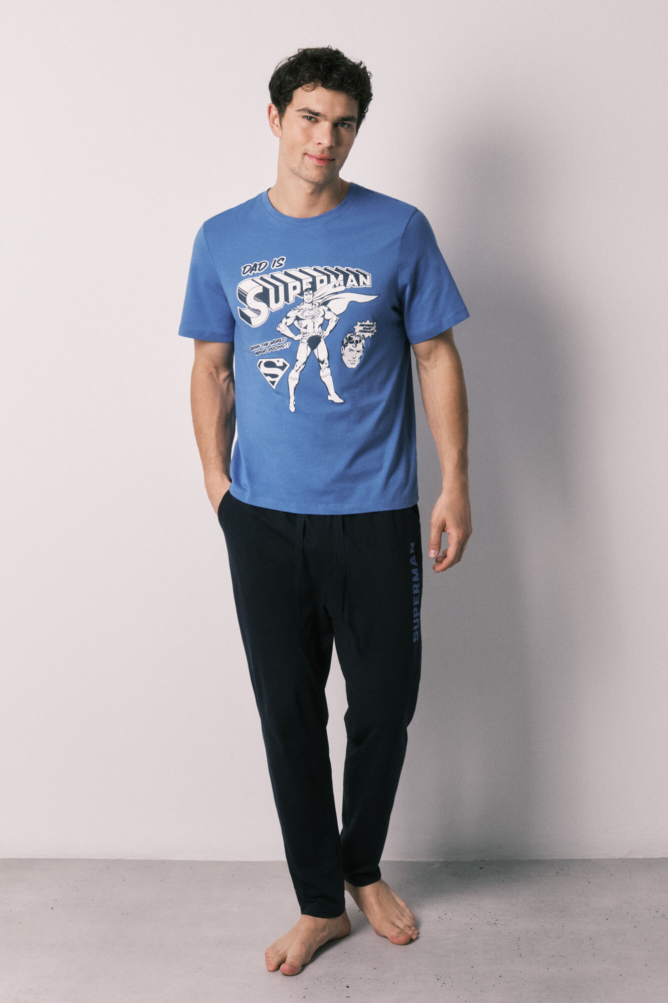 Women'secret Pijama larga para hombre de 100% algod&oacute;n Superman