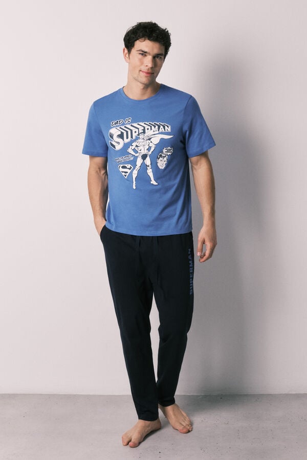 Women'secret Pijama larga para hombre de 100% algod&oacute;n Superman estampado