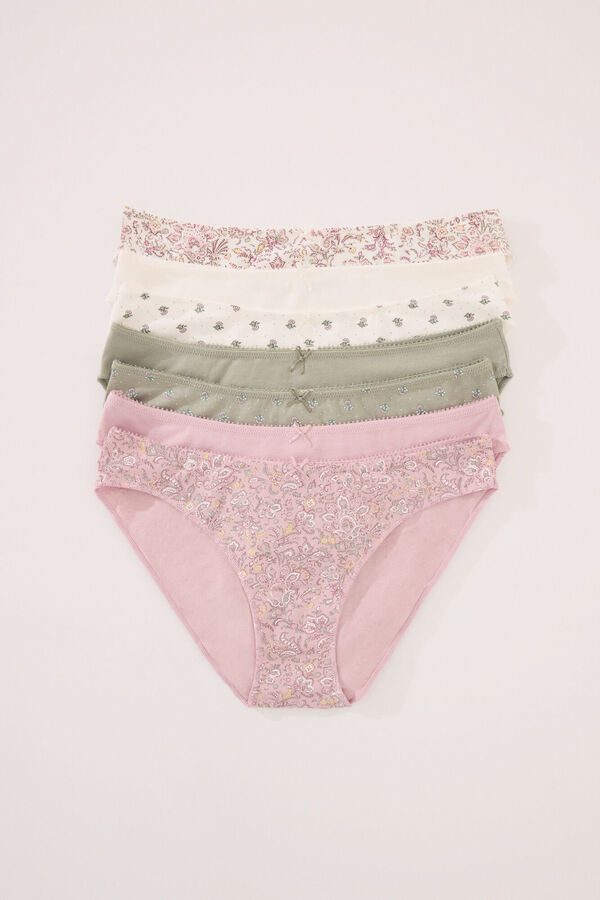 Womensecret Pack de 7 panties clásica de algodón con estampado multicolor estampado