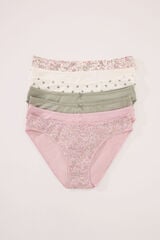 Womensecret Pack de 7 panties clásica de algodón con estampado multicolor estampado