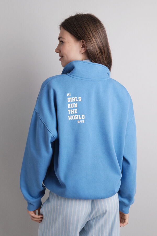 HI&BYE Sudadera polo de felpa azul  azul