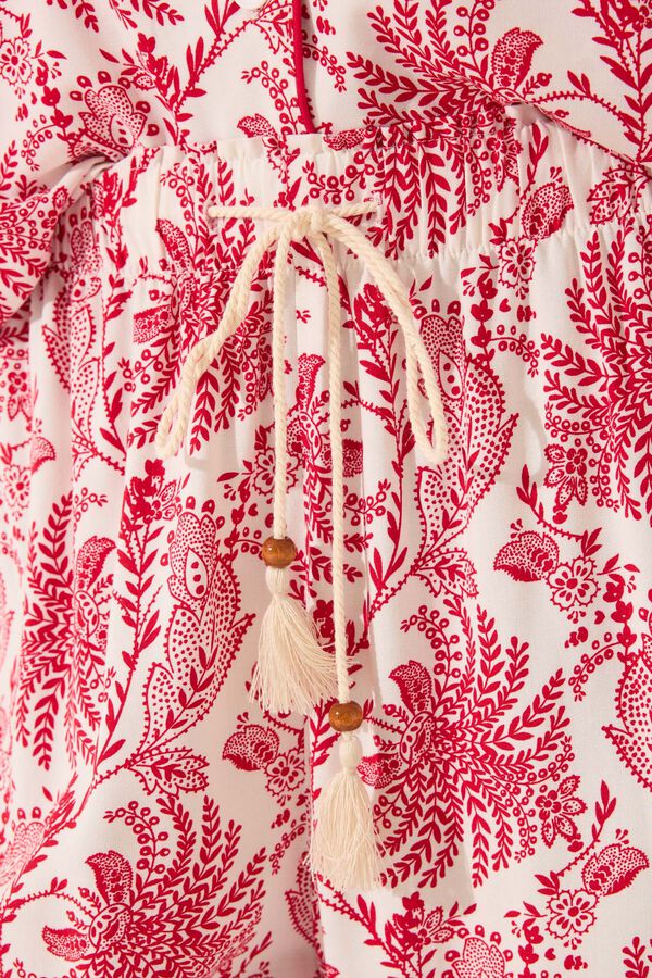 Womensecret Pijama camisera Capri con estampado de hojas púrpura