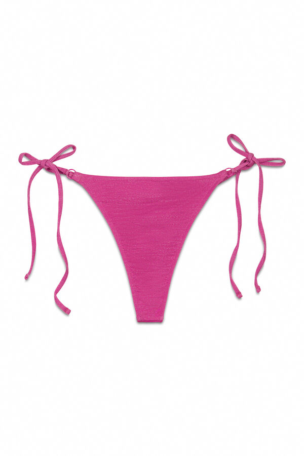 Women'secret Panty de bikini tanga de tiras con brillo rosa rosa