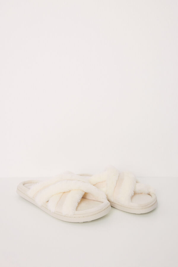 Womensecret Pantuflas casa acolchadas beige gris
