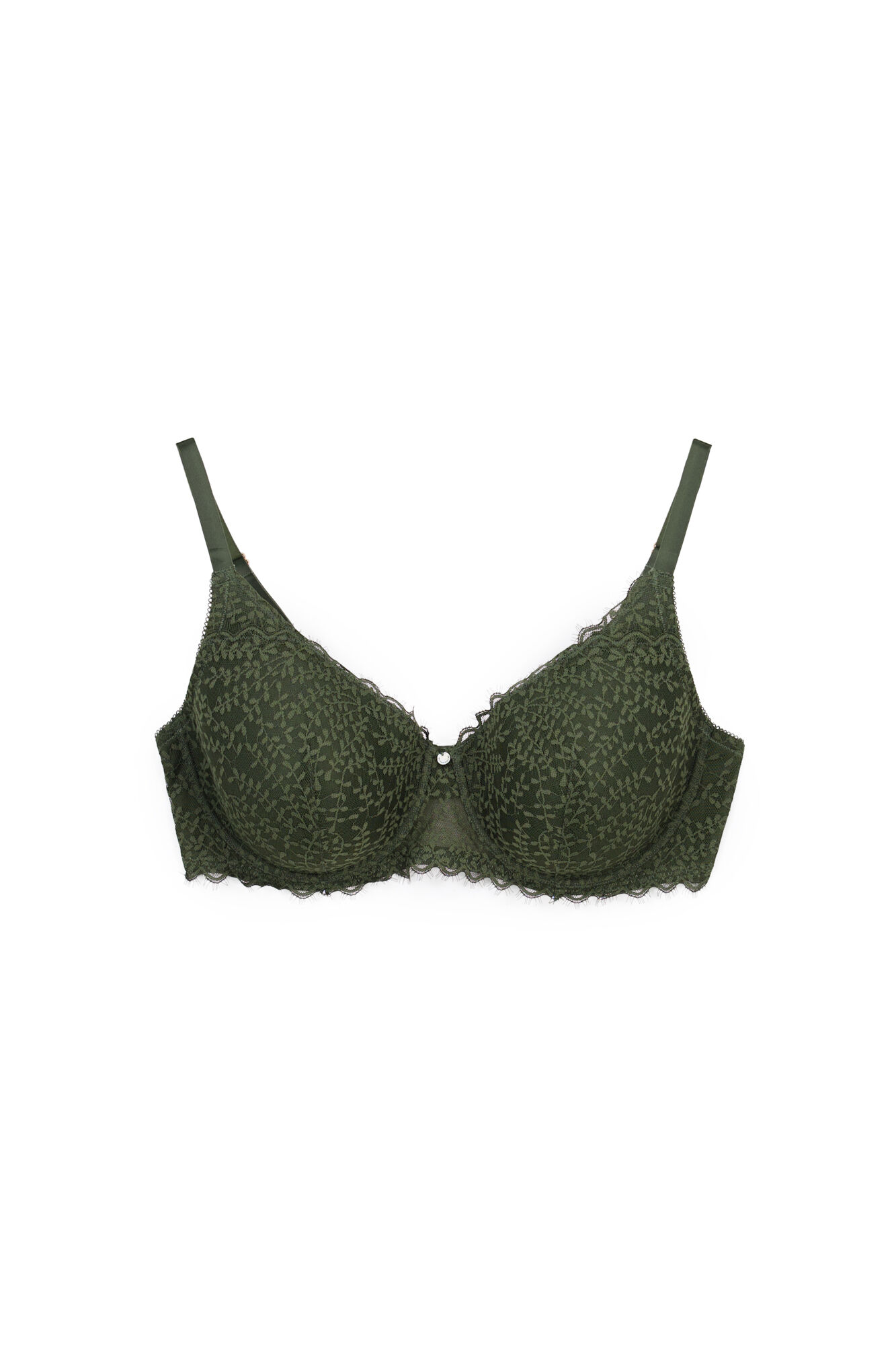 Women'secret Brasier balconette con relleno de encaje verde BEAUTIFUL