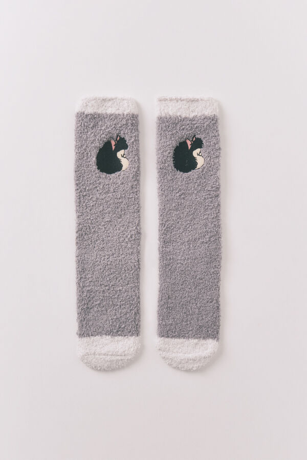 Women'secret Calcetines largos gris claro Mafalda gris